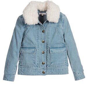Chloe Blue Corduroy Shearling Fur Jacket